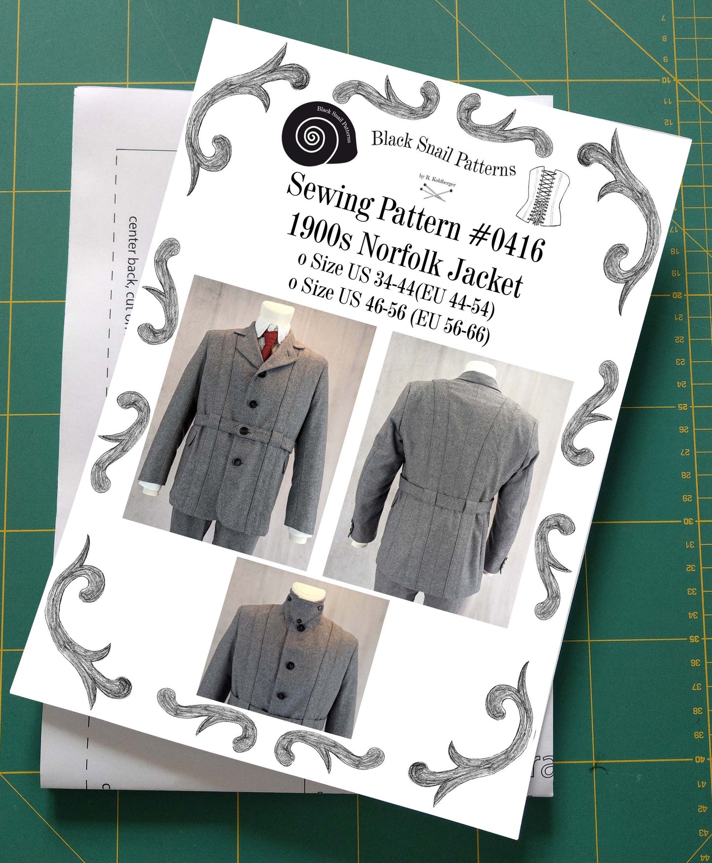 #0416 Mens Victorian Edwardian Norfolk Jacket Sewing Pattern Size US 34-56 (EU 44-66) Paper Pattern