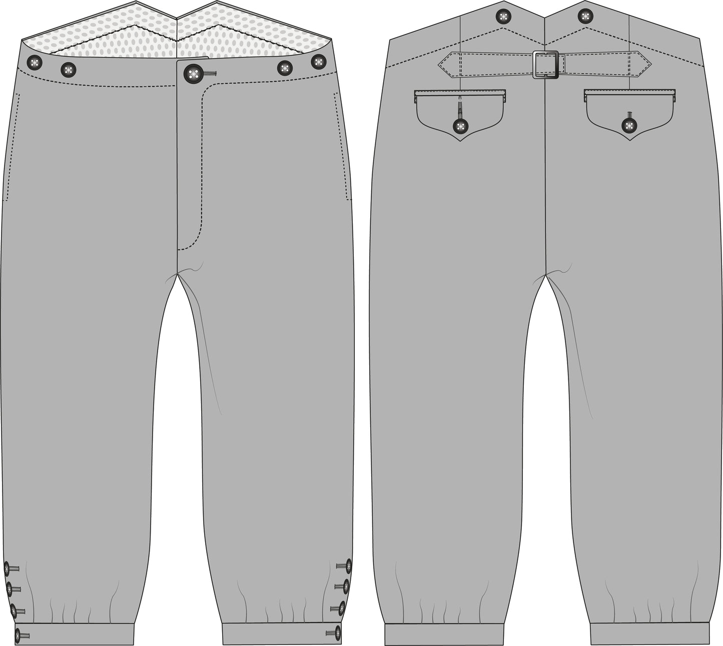 #0316 Victorian Edwardian Mens Cycling Breeches about 1890 Sewing Pattern Size US 34-56 (EU 44-66) Printed Pattern