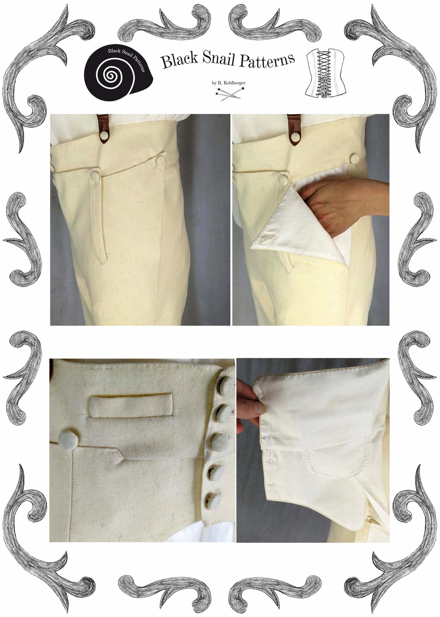 #0222 Empire Regency Herren Hose Breeches um 1800 Schnittmuster Größe EU 44-66 PDF Download