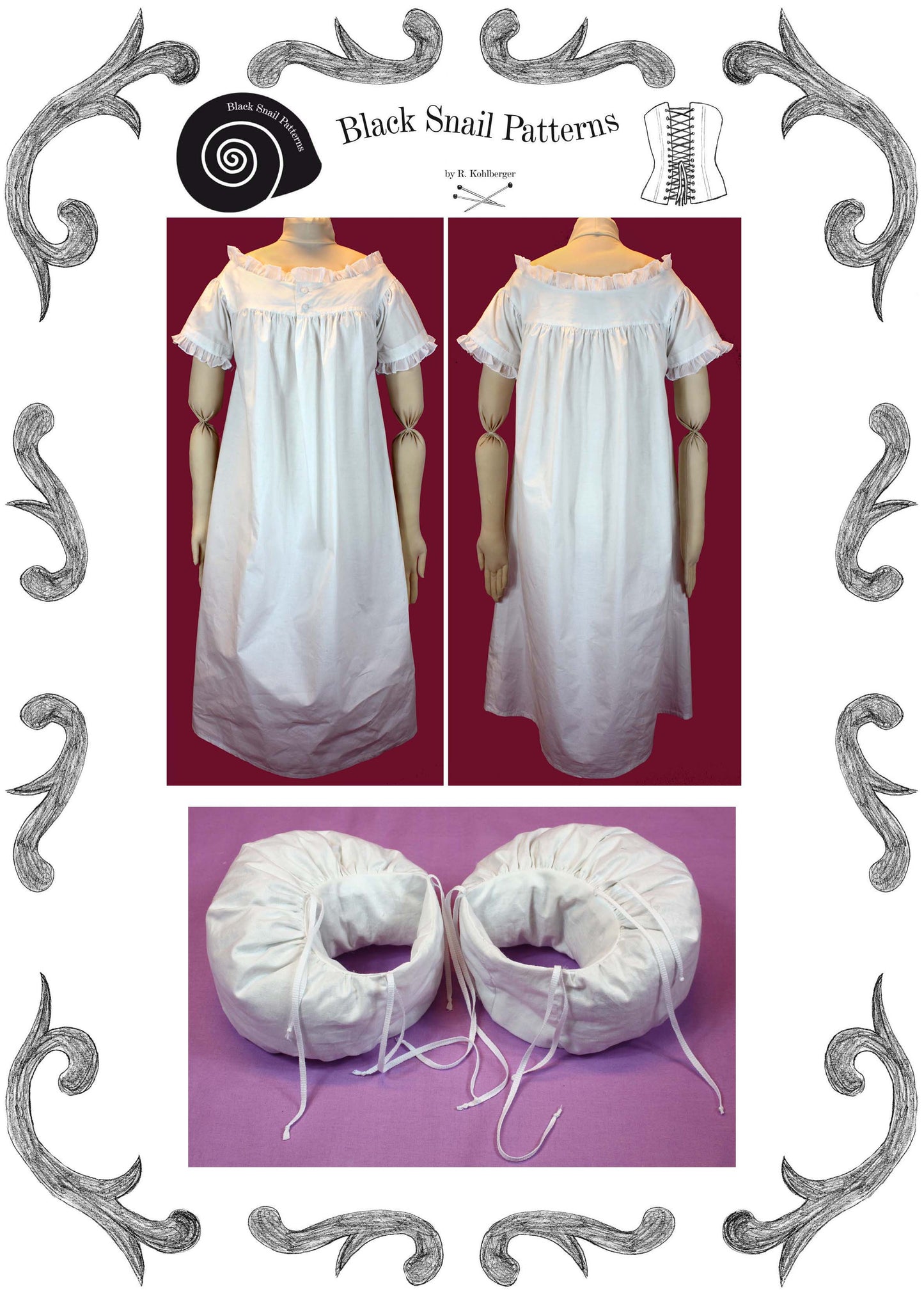 #0417 1830s Corset and Underwear Sewing Pattern Size US 8-30 (EU 34-56) Pdf Download