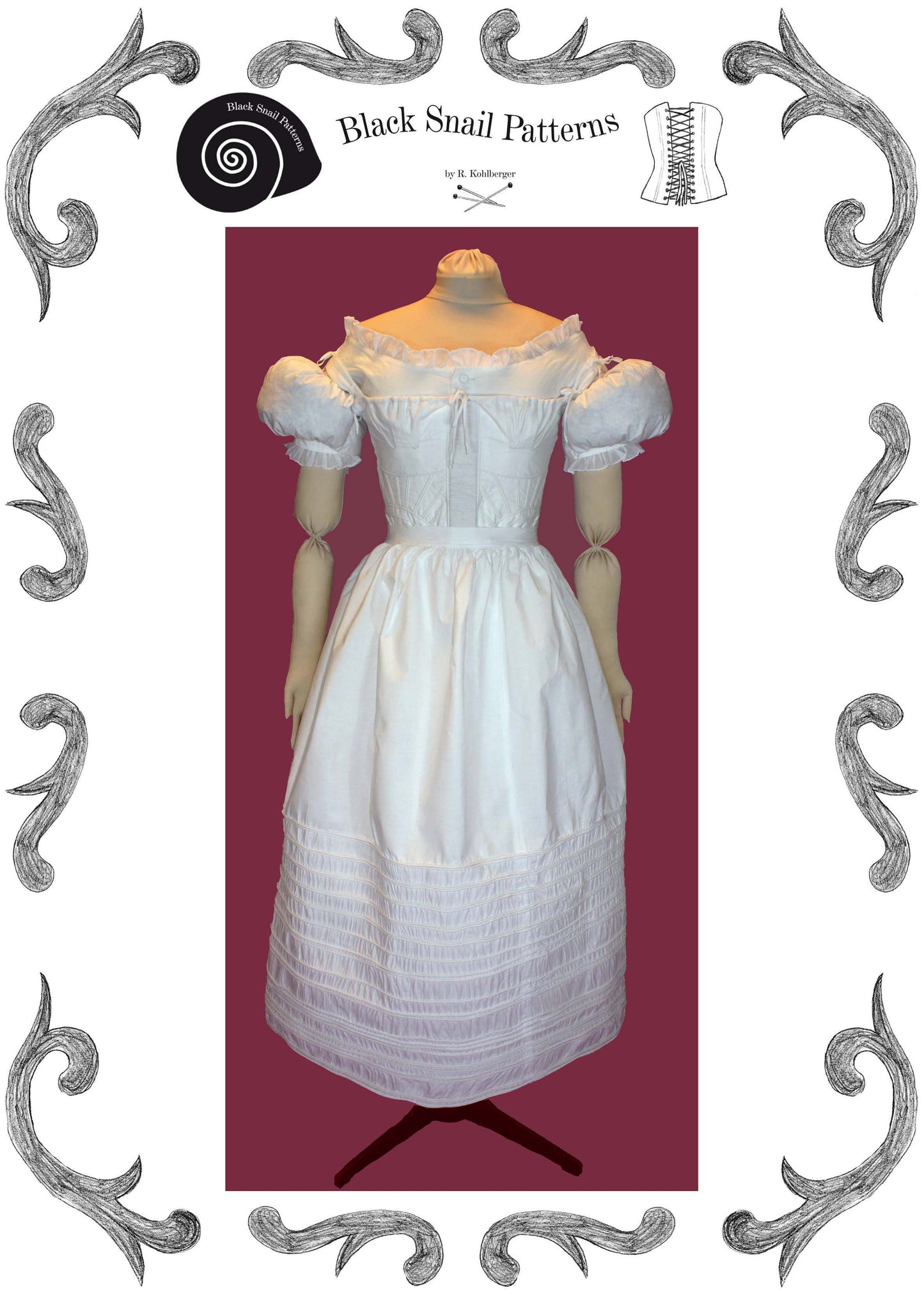 #0417 1830s Corset and Underwear Sewing Pattern Size US 8-30 (EU 34-56) Pdf Download