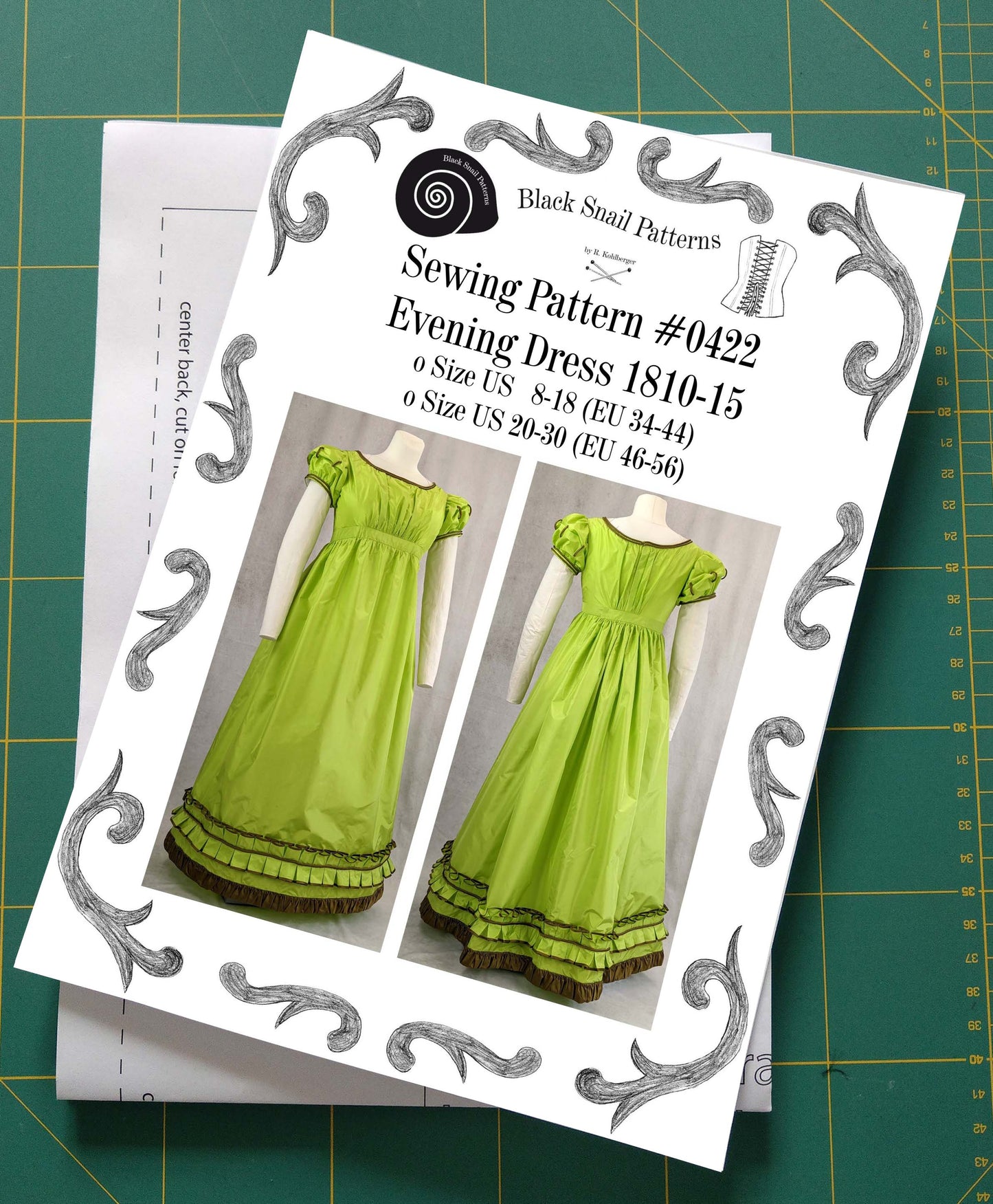 #0422 Empire / Regency evening dress 1810to 1815 Sewing Pattern Size US 8-30 (EU 34-56) Printed Pattern