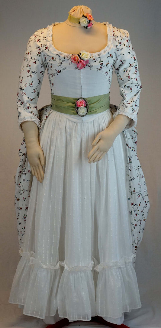 #0519 Robe a la Anglaise 1770-90 incl. two different sleeves, cutaway front and bum roll Size US 8-30 (EU 34-56) Printed Pattern
