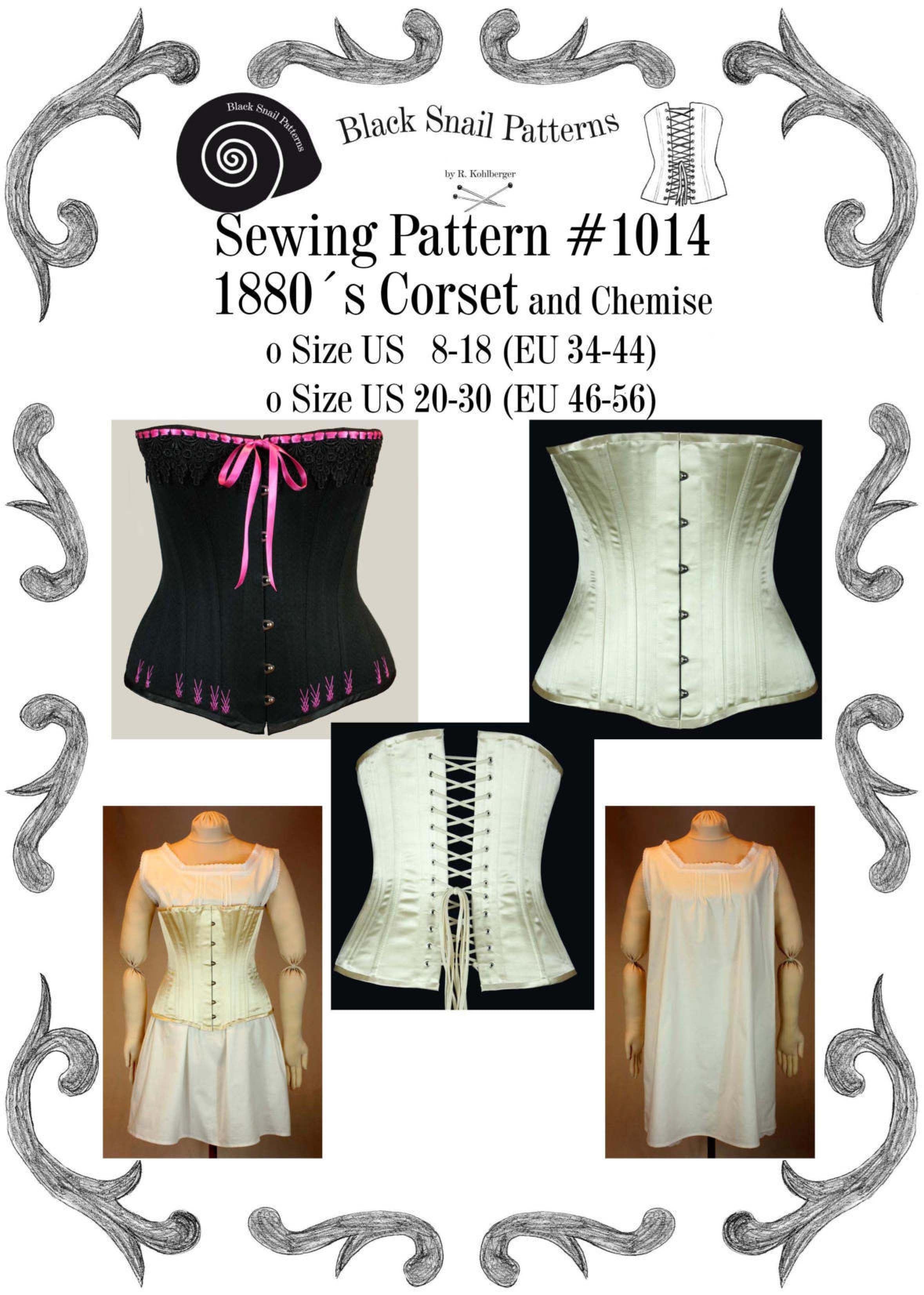 1014 Late Victorian Corset (half bust) and Chemise about 1880 Sewing –  BlackSnailPatterns