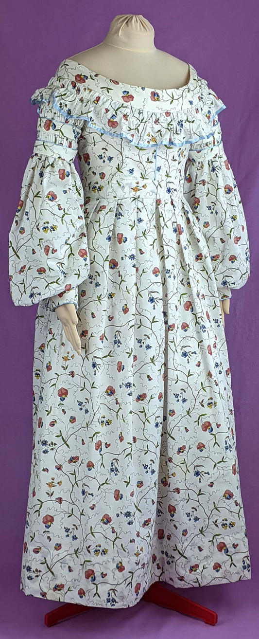 #0221 Day Dress 1837-40 Sewing Pattern Size US 8-30 (EU 34-56) PDF Download