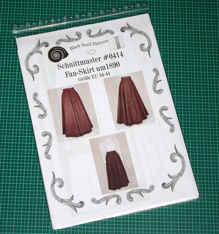 #0414 Edwardian Skirt (Fan-Skirt) worn about 1890 Sewing Pattern Size US 8-30 (EU 34-56) Printed pattern