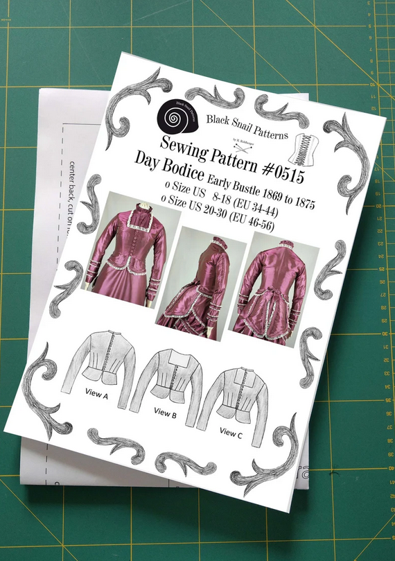 #0515 Victorian Day Bodice Early Bustle 1869 to 1875 Sewing Pattern Size US 8-30 (EU 34-56) Printed Pattern