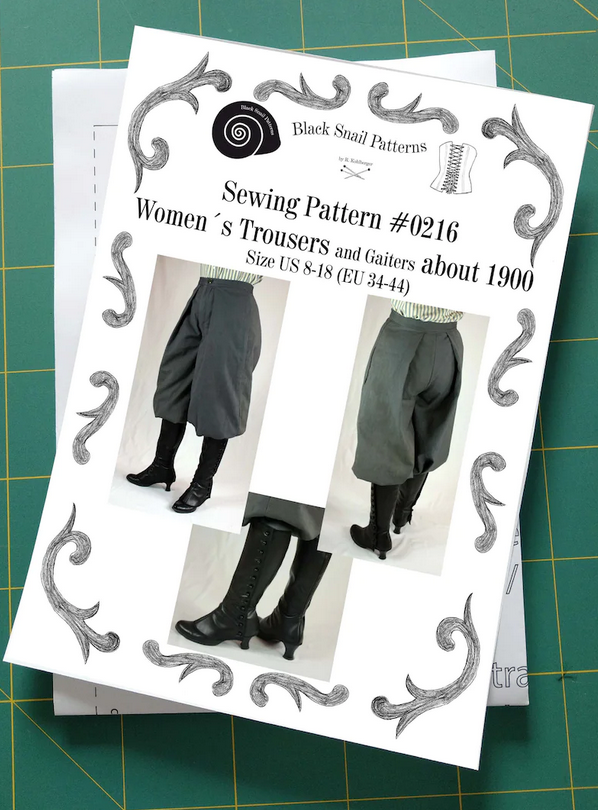 #0216 Edwardian Womens Trousers and Gaiters about 1900 Size US 8-30 (EU 34-56) Printed Pattern