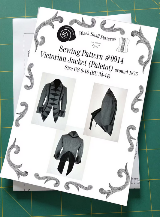 #0914 Viktorianische Jacke (Paletot) um 1876 mit Stehkragen Schnittmuster Größe EU 34-56 Papierschnittmuster