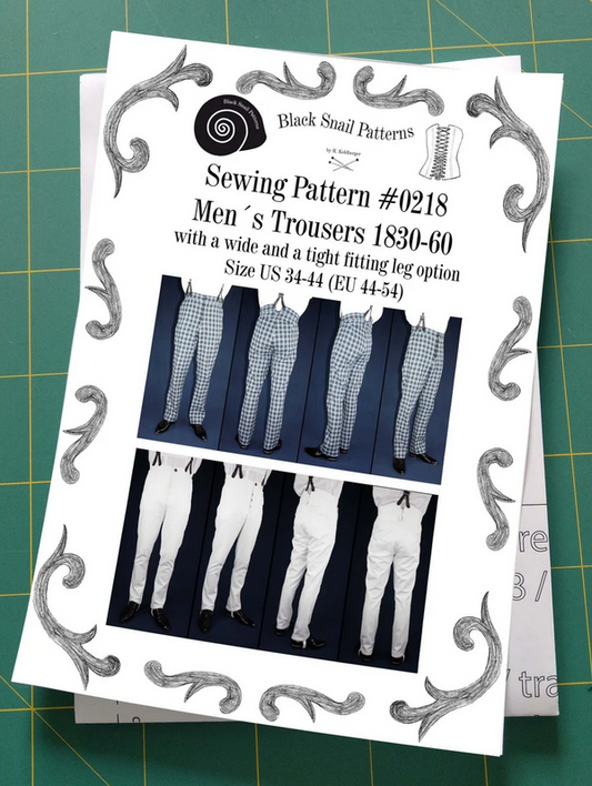 #0218 Mens Trousers 1830 to 1860 with a wide and a tight fitting leg Sewing Pattern Size US 34-56 (EU 44-66) Paper Pattern