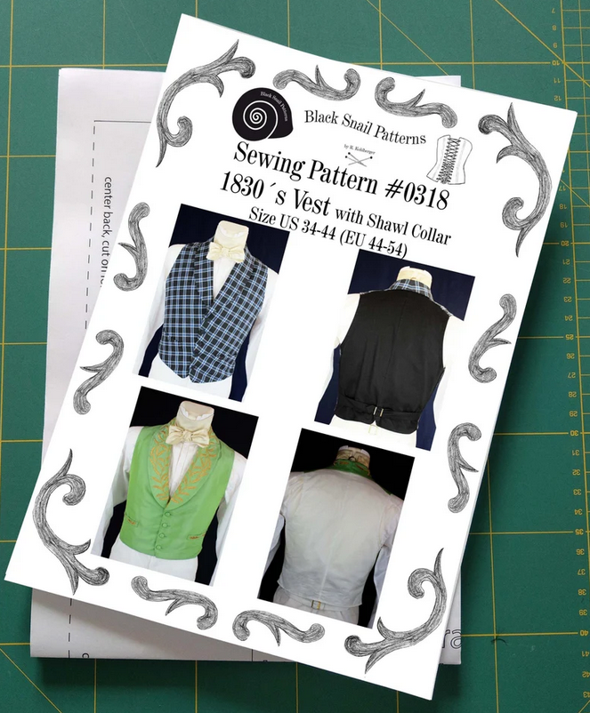 #0318 Romantic and Victorian Vest 1830 Sewing Pattern Size US 34-56 (EU 44-66) Paper Pattern