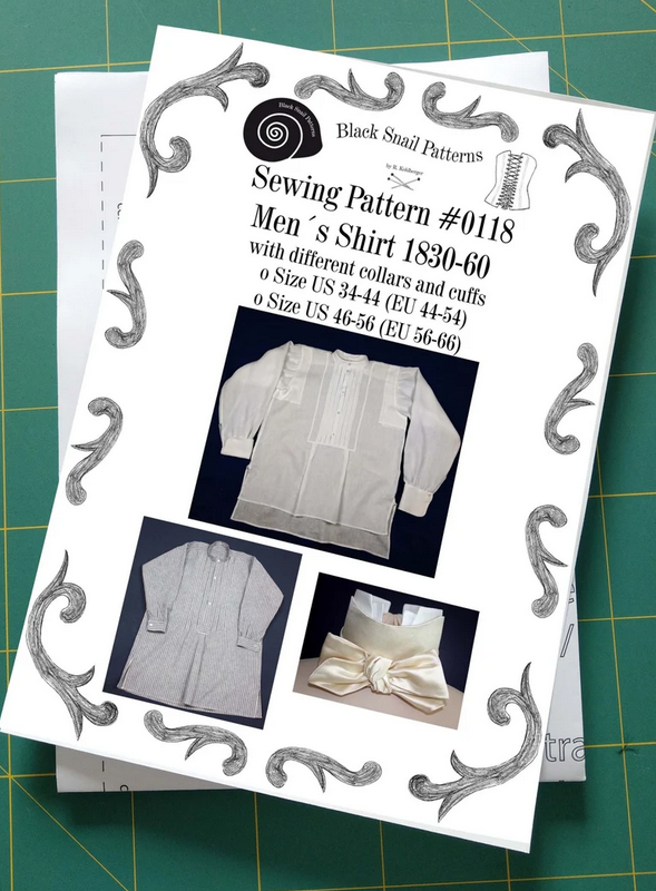 #0118 Mens Shirt and Stock Collar 1830-60 Sewing Pattern Size US 34-56 (EU 44-66) Paper Pattern