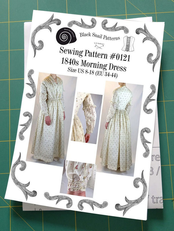 #0121 1840s Morning or Working Womans Dress Sewing Pattern Size US 8-30 (EU 34-56) Paper Pattern
