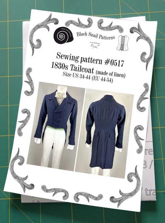#0517 1830 Tailcoat (linen) sewing pattern Size US 34-56 (EU 44-66) Paper Pattern