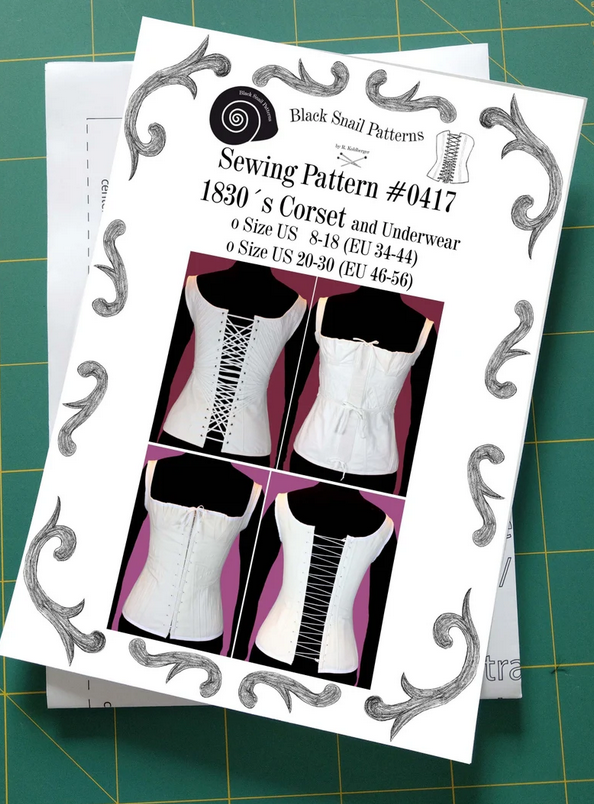 #0417 1830s Biedermeier Corset and Underwear Sewing Pattern Size US 8-30 (EU 34-56) paper pattern
