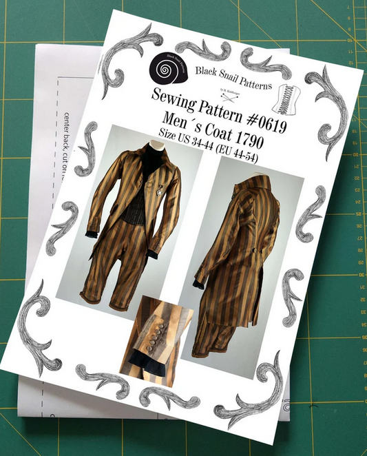 #0619 Georgian Mens Coat about 1790 Sewing Pattern Size US 34-56 (EU 44-66) Printed Pattern