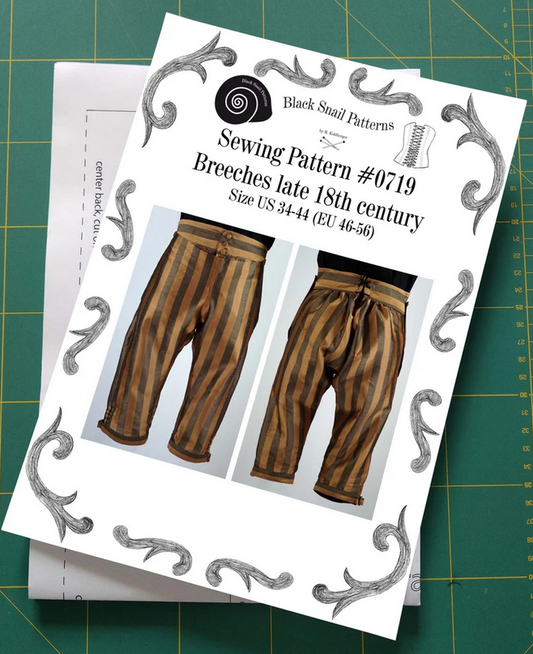 #0719 Georgian Mens Breeches, late 18th century Sewing Pattern Size US 34-56 (EU 44-66) Printed Pattern
