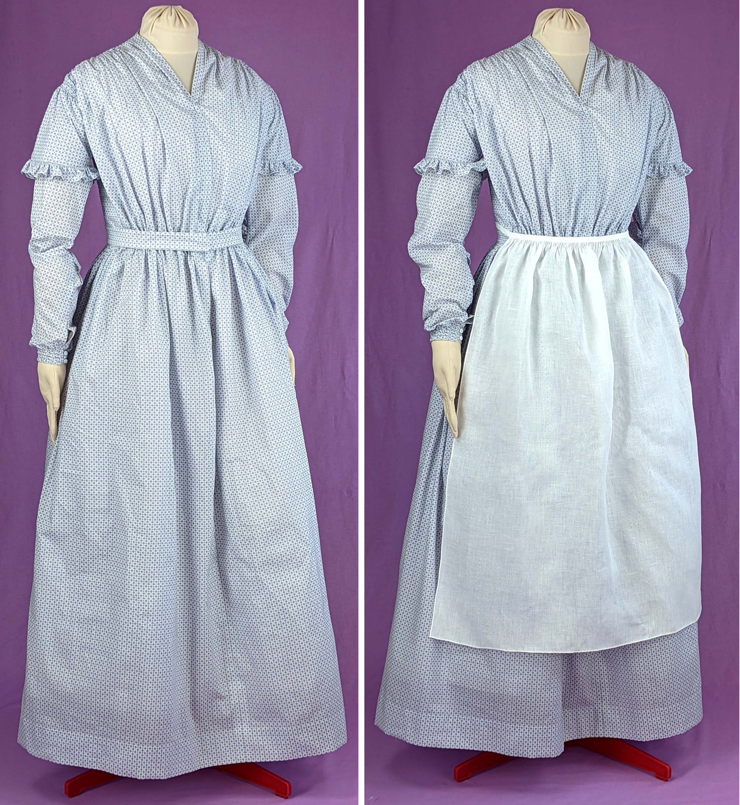 #0121 1840s Morning or Working Womans Dress Sewing Pattern Size US 8-30 (EU 34-56) PDF Download
