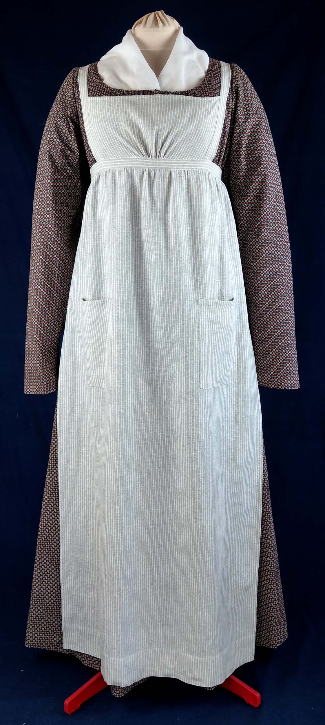 #0219 Empire / Regency dress with front clousure, apron, cap and fichu about 1810 Sewing Pattern Size US 8-30 (EU 34-56) PDF Download