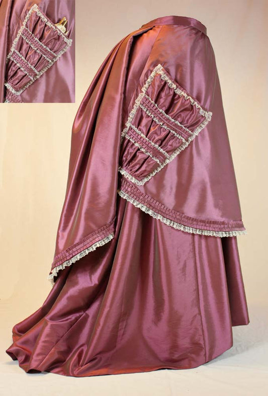 #0415 Viktorianische Asymmetrische Schürze frühe Tournüre mit aufgesetzter tütenförmiger Tasche Schnittmuster Größe 34-56 PDF Download