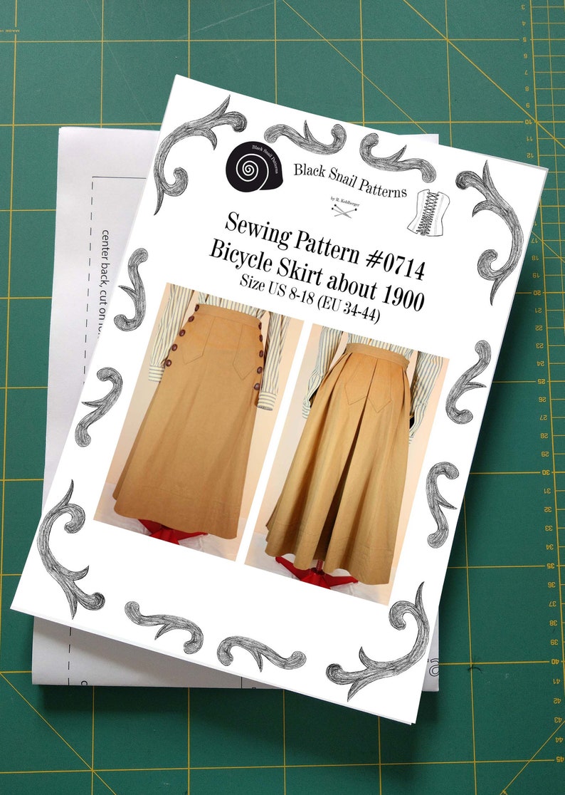 #0714 Edwardian Bicycle skirt about 1900 Sewing Pattern Size US 8-30 (EU 34-56) Printed Pattern