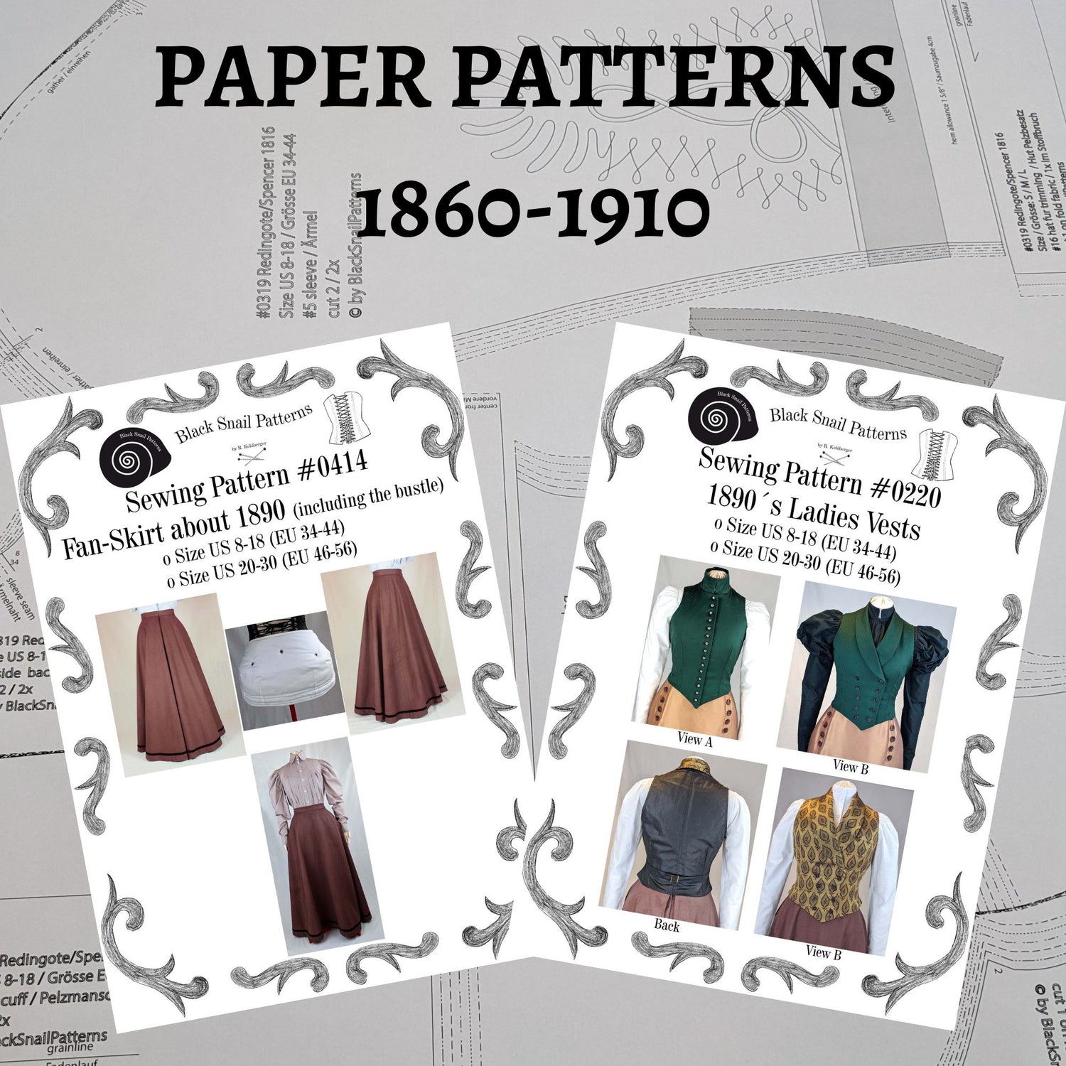 Paper pattern 1860-1910 for Women and Men