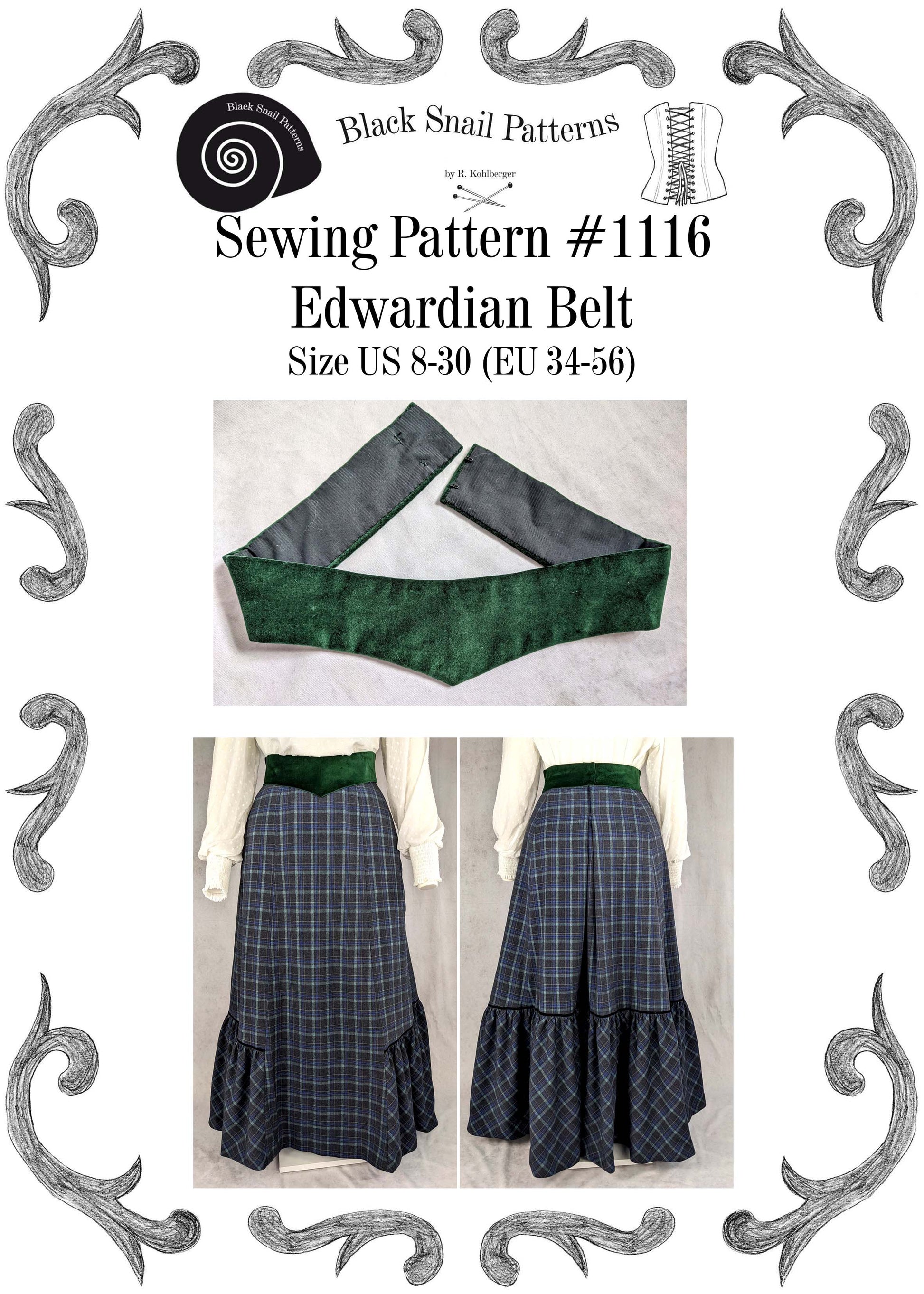 1116 Edwardian Belt 1900-1910 Sewing Pattern Size US 8-30 / EU 34-56 BlackSnailPatterns 1116 Edwardian Belt 1900-1910 Sewing Pattern Size US 8-30 / EU 34-56 BlackSnailPatterns