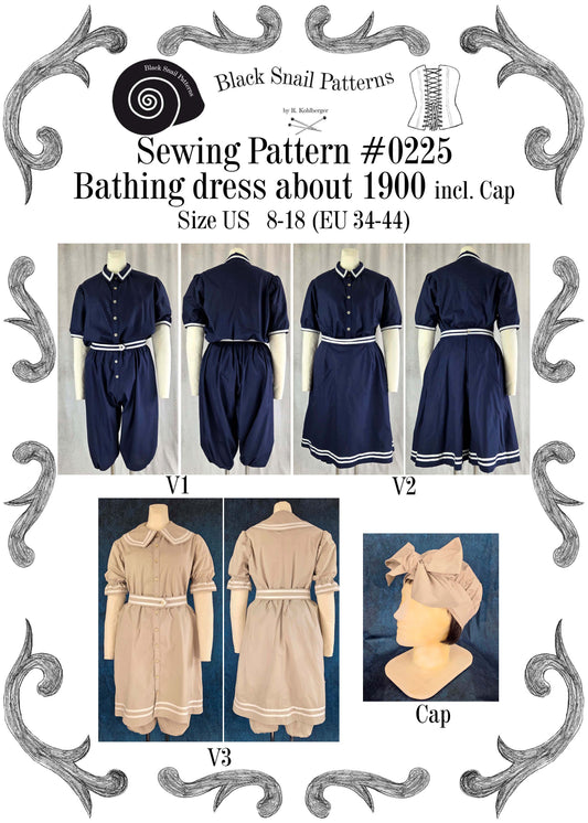 #0225 Badekleidung um 1900 Schnittmuster Größe EU 34-56 PDF Download