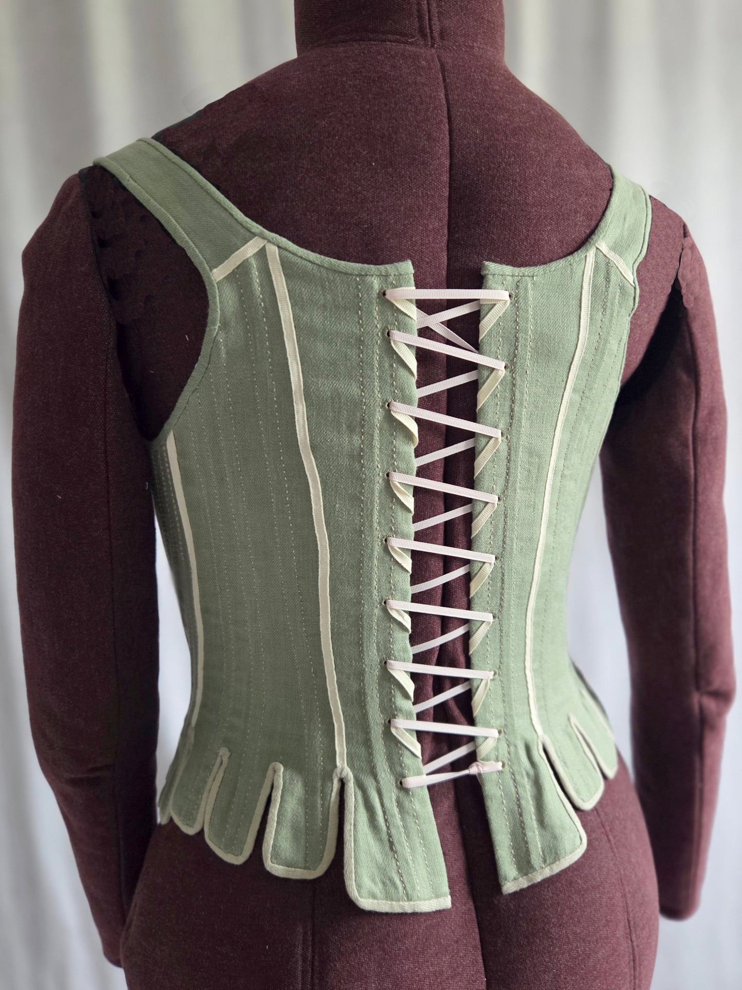 #0126 18th Century half boned Stays 1780-90 Sewing Pattern Size US 8-30 (EU 34-56) PDF Download