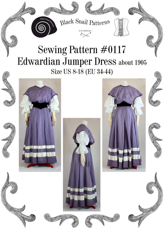 #0117 Edwardian Jumper Dress about 1905 Sewing Pattern Size US 8-30 (EU 34-56) PDF Download