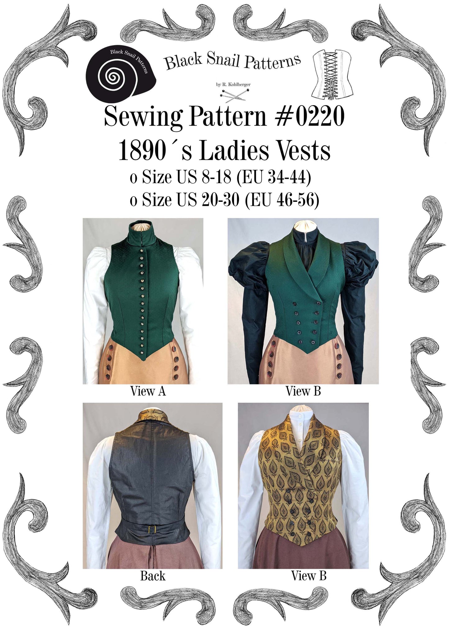 #0220 Edwardian Ladies Vests 1890 Sewing Pattern Size US 8-30 (EU 34-56) PDF Download