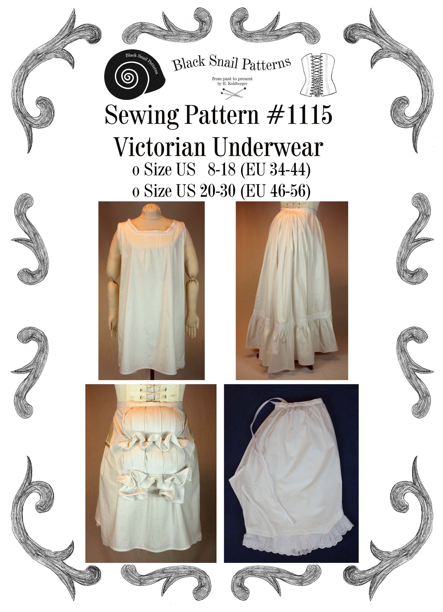 #1115 Victorian Underwear Sewing Pattern Size US 8-30 (EU 34-56) PDF Download