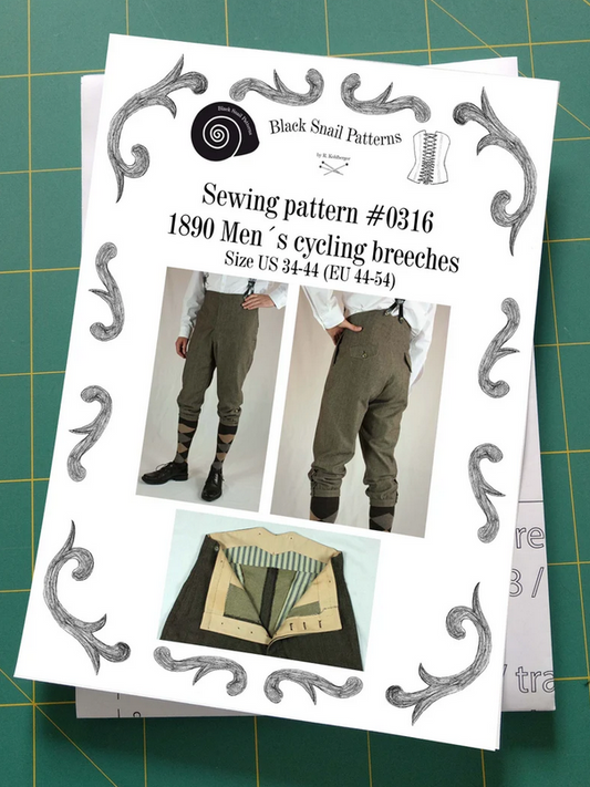 #0316 Victorian Edwardian Mens Cycling Breeches about 1890 Sewing Pattern Size US 34-56 (EU 44-66) Printed Pattern