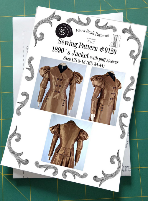 #0120 Edwardianische Jacke mit Puffärmeln um 1890 Schnittmuster Größe EU 34-56 Papierschnittmuster