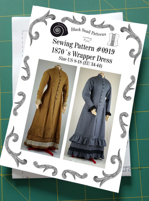 #0919 Victorian Wrapper Dress about 1870 Sewing Pattern Size US 8-30 (EU 34-56) Printed Pattern