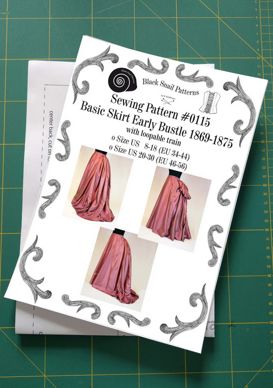 #0115 Victorian Basic Skirt, Early Bustle period with a loopable train Sewing Pattern Size US 8-30 (EU 34-56) Printed Pattern