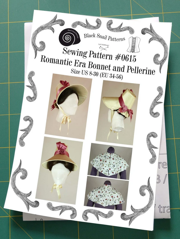 #0615 Romantic Era 1830 Bonnet and Pelerine Sewing Pattern #0615 Printed Pattern