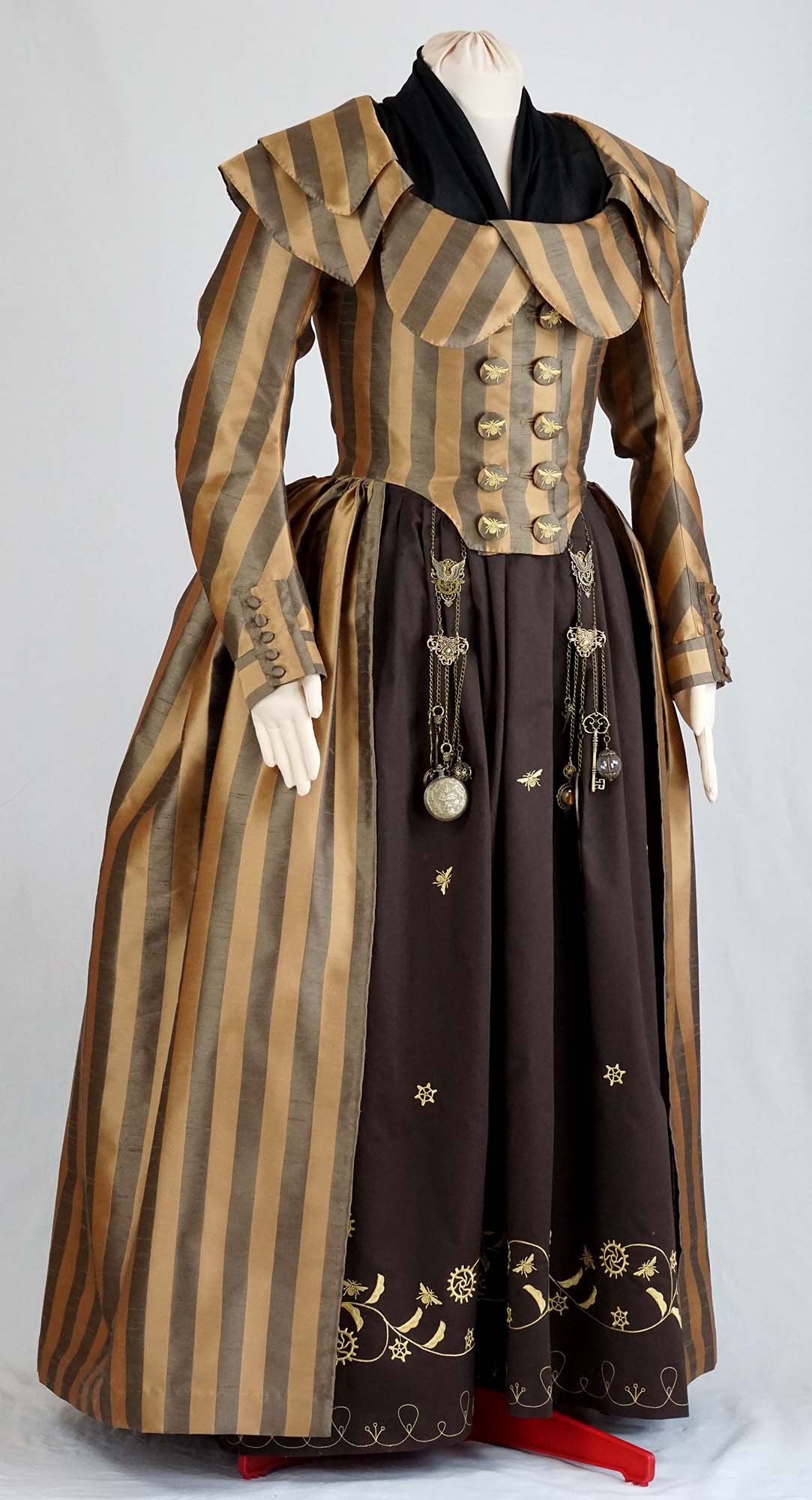 #0419 Redingote or Georgian dress about 1780 incl. split-bum, pockets and fichu Sewing Pattern Size US 8-30 (EU 34-56) PDF Download